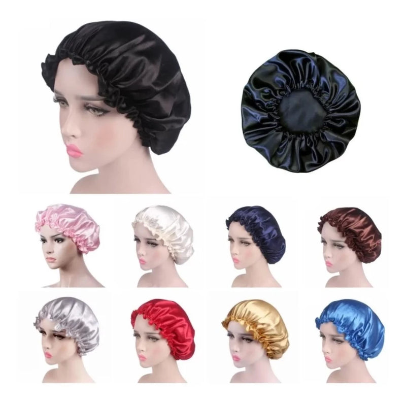 Touca de Cetim Antifrizz Touca de Banho de Cetim Impermeável Reutilizável Feminina