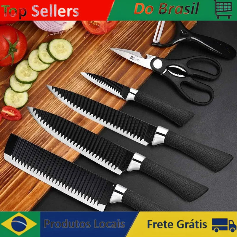 Kit completo de facas de cozinha profissionais - Conjunto Premium - Facas de alta qualidade para preparação e corte