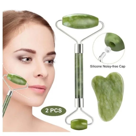 Jade Stone Roller Plate Gua Sha Anti Ruga Massagem Facial