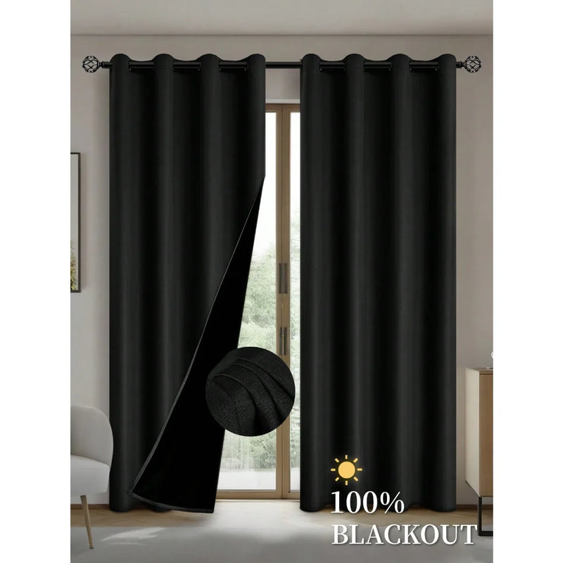 Cortinas blackout de 1 peça com forro isolado revestido, cortinas para sala de estar, quarto, cozinha, decoração de casa, decoração de quarto