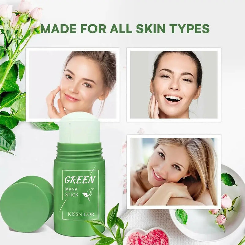 Máscara facial de limpeza com chá verde, máscara em bastão para diminuir os poros, removedor profundo de cravos, máscara facial de limpeza e hidratação, 40g