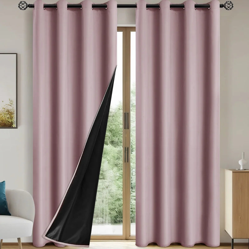 Cortinas blackout de 1 peça com forro isolado revestido, cortinas para sala de estar, quarto, cozinha, decoração de casa, decoração de quarto