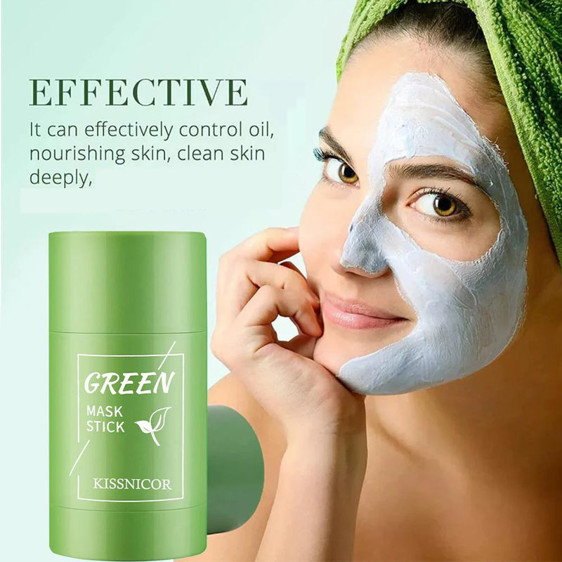 Máscara facial de limpeza com chá verde, máscara em bastão para diminuir os poros, removedor profundo de cravos, máscara facial de limpeza e hidratação, 40g