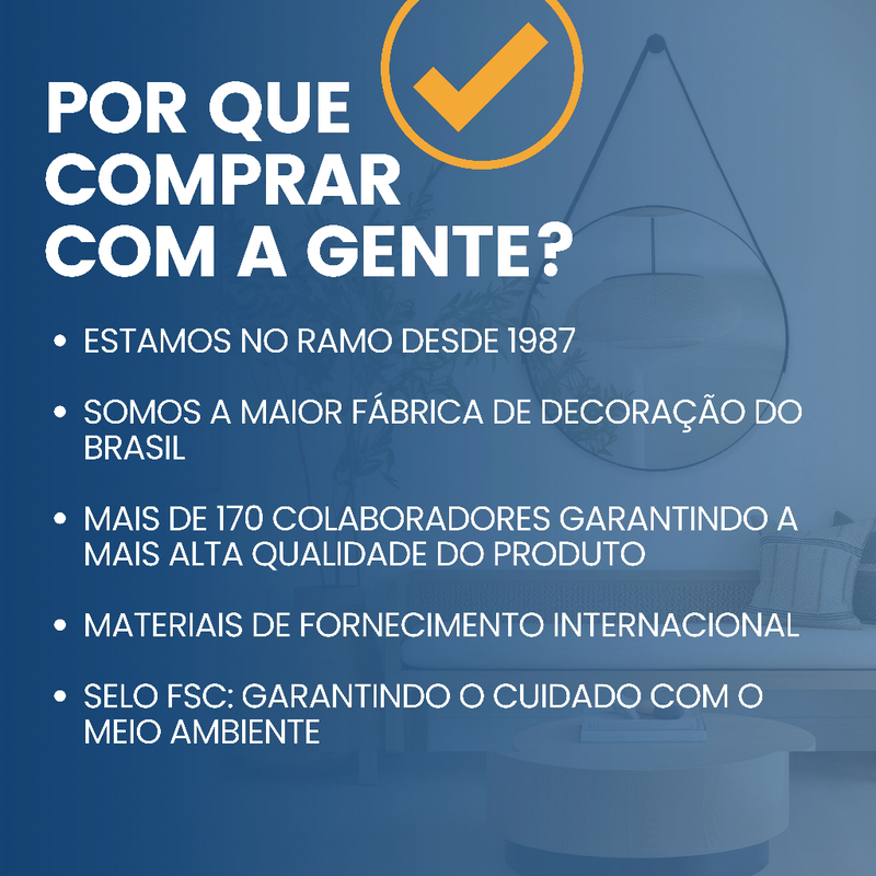 Espelho Adnet 40cm Sala Quarto Banheiro Suporte e Pendurador Alça Couro