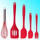 Jogo de Cozinha Kit C 4/12 Peças de Silicone Utensílios e Copo Suporte para Cozinha Cabo de Madeira Su