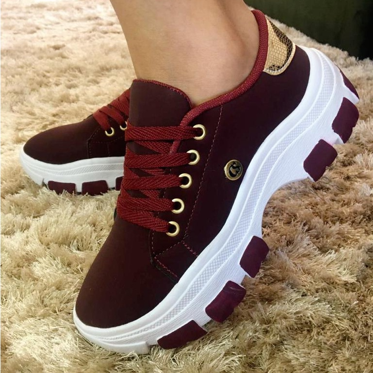 Tenis feminino plataforma para trabalho passeio e dia a dia Casual