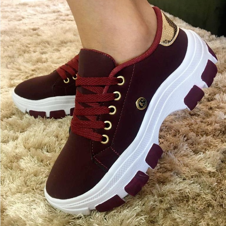 Tenis feminino plataforma para trabalho passeio e dia a dia Casual