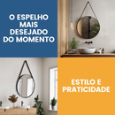 Espelho Adnet 40cm Sala Quarto Banheiro Suporte e Pendurador Alça Couro