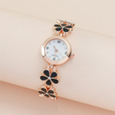 Relógio De Quartzo Feminino Moda Simples Flor Relógio De Quartzo Feminino Relógio De Pulseira Branco Preto