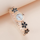 Relógio De Quartzo Feminino Moda Simples Flor Relógio De Quartzo Feminino Relógio De Pulseira Branco Preto
