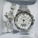 Relógio Feminino de metal Dourado Acompanha Pulseira