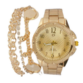 Relógio Feminino de metal Dourado Acompanha Pulseira