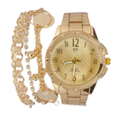 Relógio Feminino de metal Dourado Acompanha Pulseira