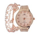 Relógio Feminino de metal Dourado Acompanha Pulseira