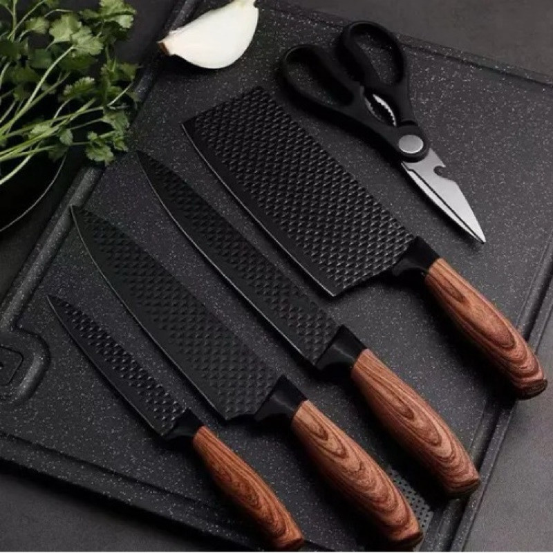 Conjunto De Facas Inox 6/9 Peças Antiaderente Com Cabo Reforçado Descascador E Tesoura Cozinha